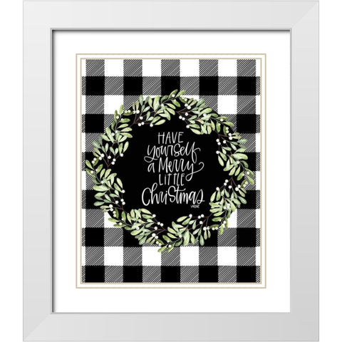 Merry Christmas White Modern Wood Framed Art Print with Double Matting by Wieners, Valerie