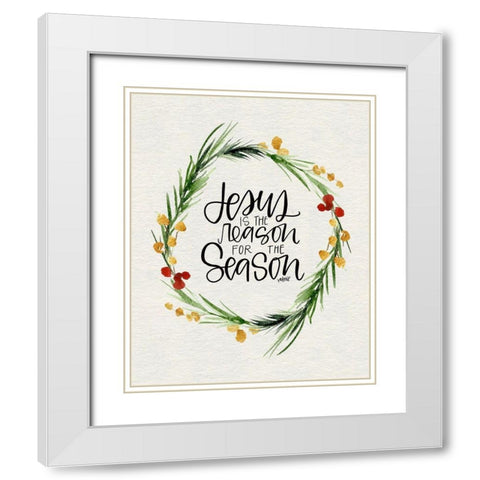 Jesus Wreath White Modern Wood Framed Art Print with Double Matting by Wieners, Valerie