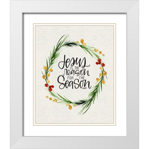 Jesus Wreath White Modern Wood Framed Art Print with Double Matting by Wieners, Valerie