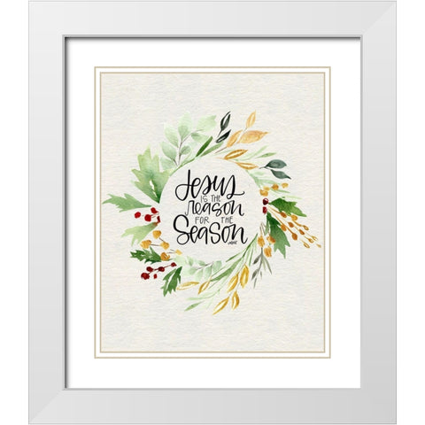 Jesus Wreath II White Modern Wood Framed Art Print with Double Matting by Wieners, Valerie