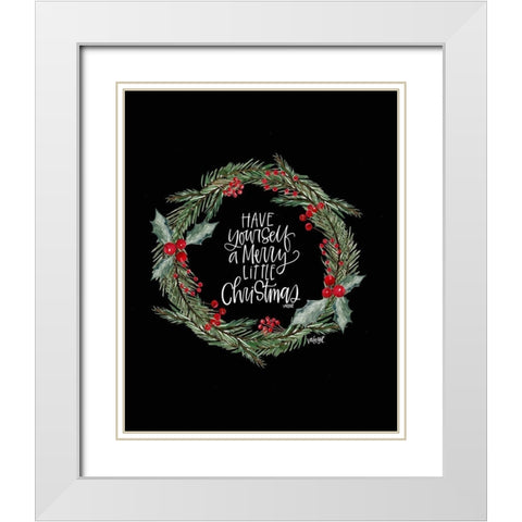 Merry Little Christmas White Modern Wood Framed Art Print with Double Matting by Wieners, Valerie