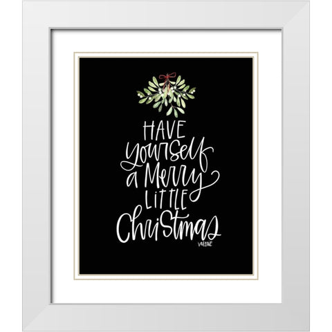 Merry Christmas Mistletoe White Modern Wood Framed Art Print with Double Matting by Wieners, Valerie