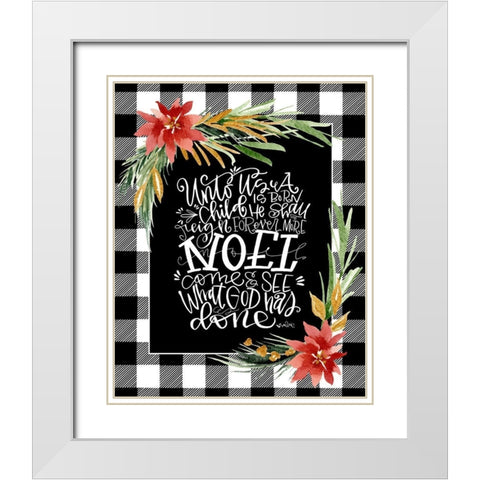 Unto Us a Child White Modern Wood Framed Art Print with Double Matting by Wieners, Valerie