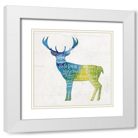 Deer with Words White Modern Wood Framed Art Print with Double Matting by Wieners, Valerie