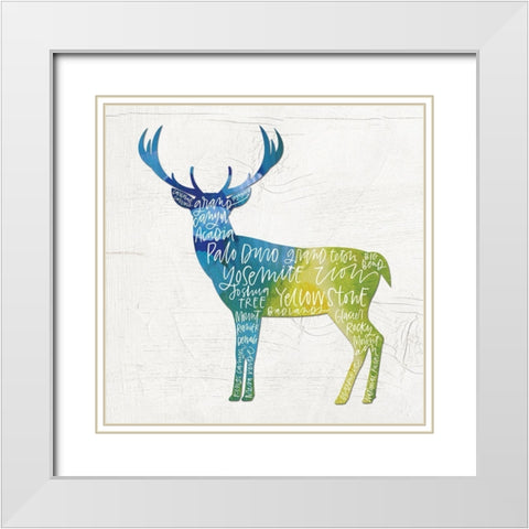 Deer with Words White Modern Wood Framed Art Print with Double Matting by Wieners, Valerie
