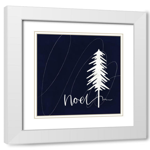 Noel Tree White Modern Wood Framed Art Print with Double Matting by Wieners, Valerie