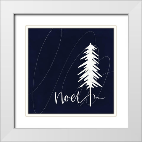 Noel Tree White Modern Wood Framed Art Print with Double Matting by Wieners, Valerie