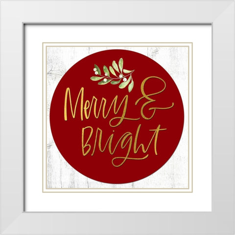 Merry and Bright White Modern Wood Framed Art Print with Double Matting by Wieners, Valerie