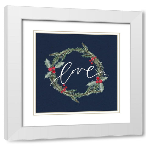 Love Wreath White Modern Wood Framed Art Print with Double Matting by Wieners, Valerie