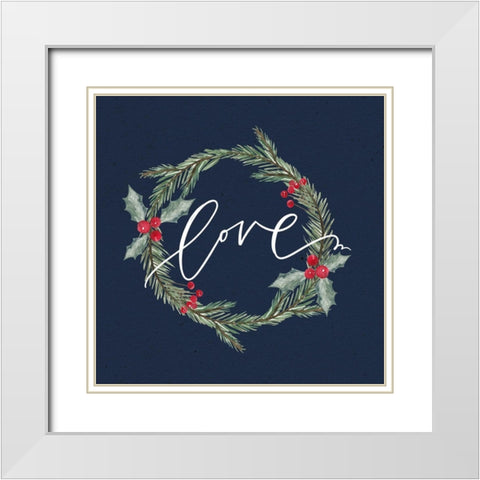Love Wreath White Modern Wood Framed Art Print with Double Matting by Wieners, Valerie