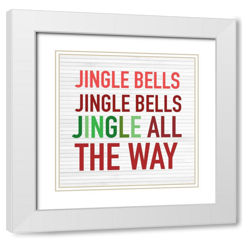 Jingle Bells White Modern Wood Framed Art Print with Double Matting by Wieners, Valerie