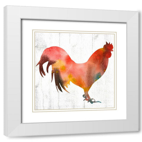 Rooster I White Modern Wood Framed Art Print with Double Matting by Wieners, Valerie
