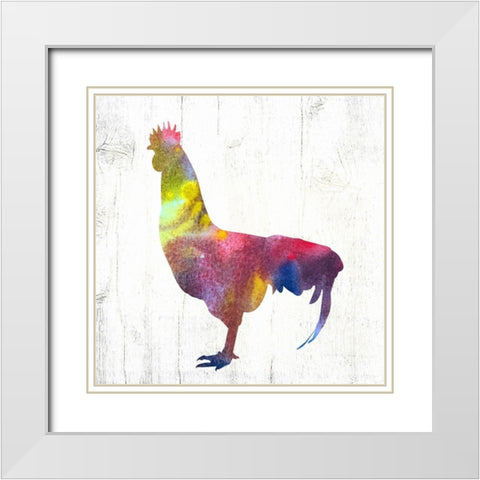 Rooster II White Modern Wood Framed Art Print with Double Matting by Wieners, Valerie
