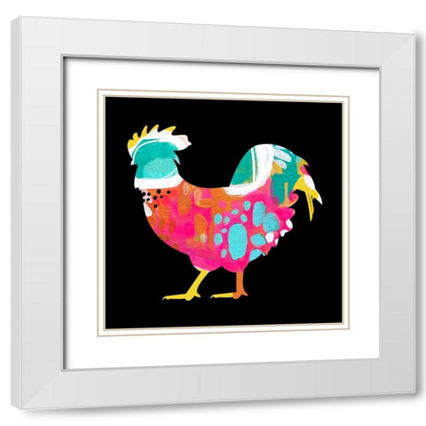 Rooster III White Modern Wood Framed Art Print with Double Matting by Wieners, Valerie