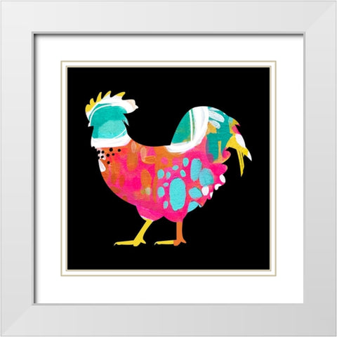 Rooster III White Modern Wood Framed Art Print with Double Matting by Wieners, Valerie