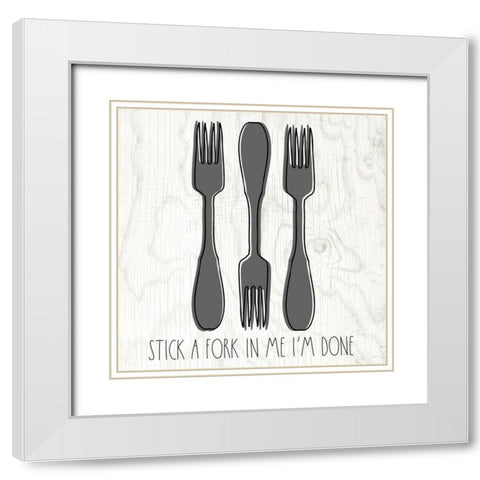 Fork White Modern Wood Framed Art Print with Double Matting by Wieners, Valerie
