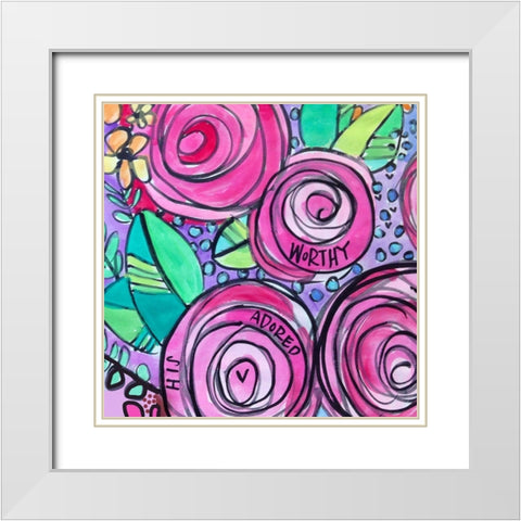 Floral White Modern Wood Framed Art Print with Double Matting by Wieners, Valerie