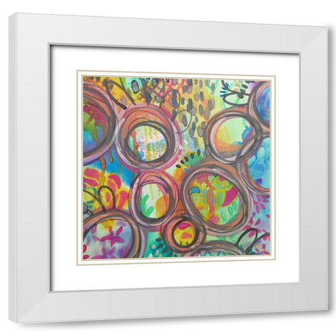 Rounds White Modern Wood Framed Art Print with Double Matting by Wieners, Valerie