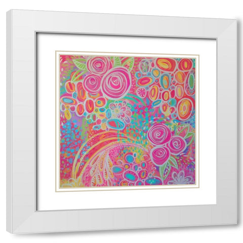 Florals White Modern Wood Framed Art Print with Double Matting by Wieners, Valerie