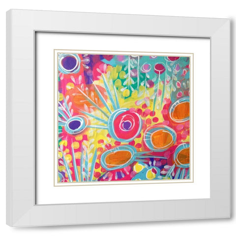 Florals II White Modern Wood Framed Art Print with Double Matting by Wieners, Valerie