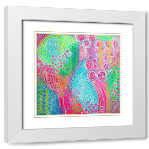 Joy White Modern Wood Framed Art Print with Double Matting by Wieners, Valerie