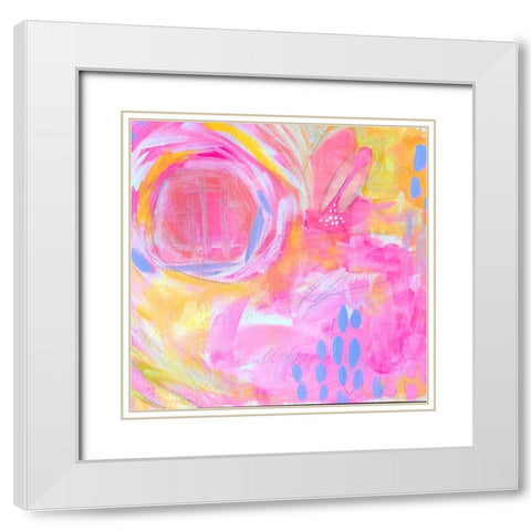 Pinks White Modern Wood Framed Art Print with Double Matting by Wieners, Valerie