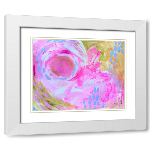 Pink White Modern Wood Framed Art Print with Double Matting by Wieners, Valerie