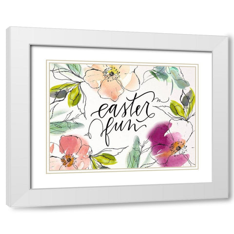 Easter Fun Floral White Modern Wood Framed Art Print with Double Matting by Wieners, Valerie