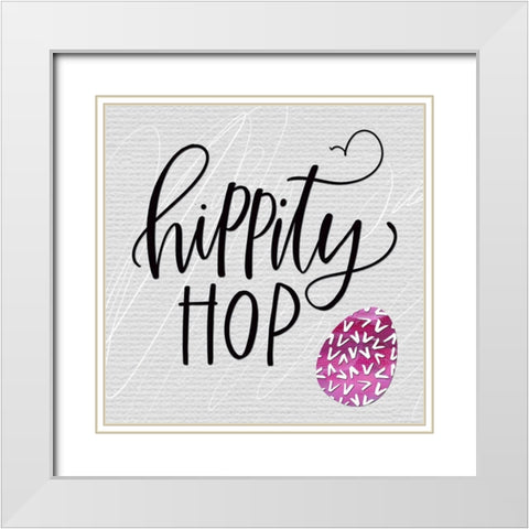 Hippity Hop White Modern Wood Framed Art Print with Double Matting by Wieners, Valerie