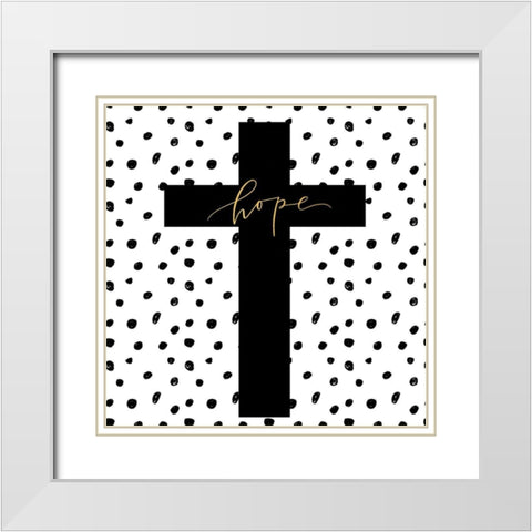 Hope Cross White Modern Wood Framed Art Print with Double Matting by Wieners, Valerie