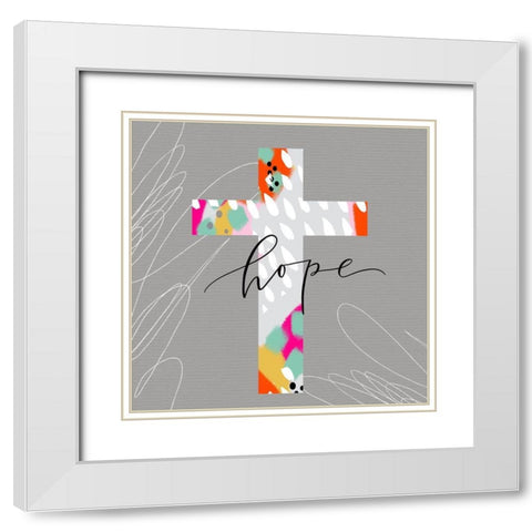 Hope Cross II White Modern Wood Framed Art Print with Double Matting by Wieners, Valerie
