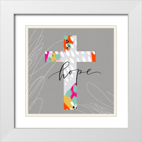 Hope Cross II White Modern Wood Framed Art Print with Double Matting by Wieners, Valerie