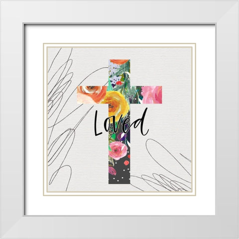 Loved Cross White Modern Wood Framed Art Print with Double Matting by Wieners, Valerie