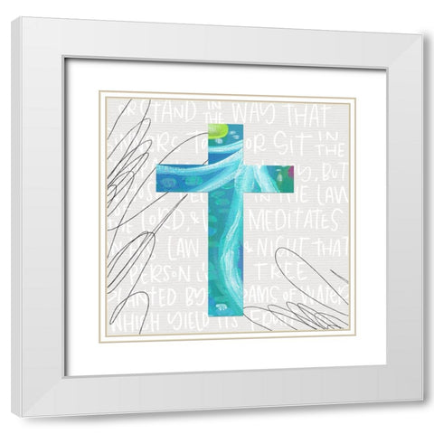Blue Cross White Modern Wood Framed Art Print with Double Matting by Wieners, Valerie