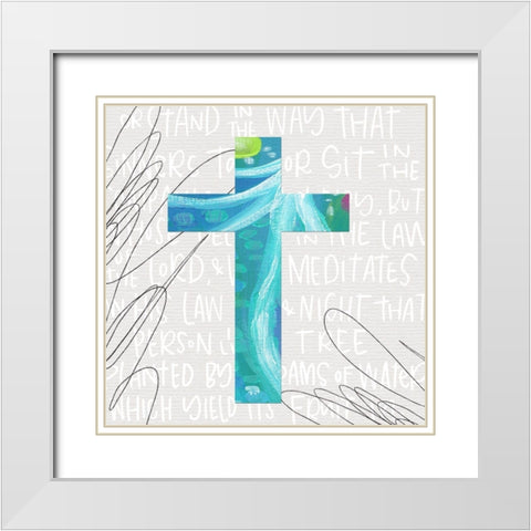 Blue Cross White Modern Wood Framed Art Print with Double Matting by Wieners, Valerie