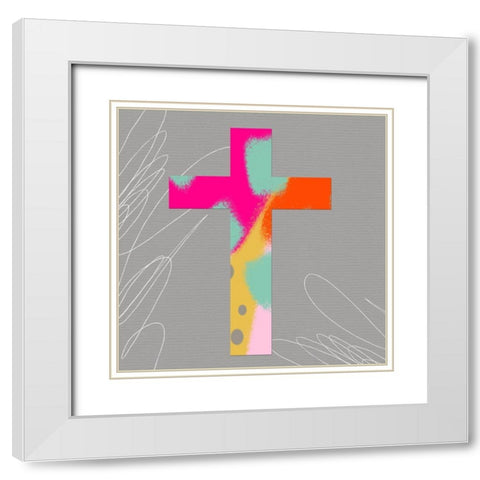 Abstract Cross White Modern Wood Framed Art Print with Double Matting by Wieners, Valerie