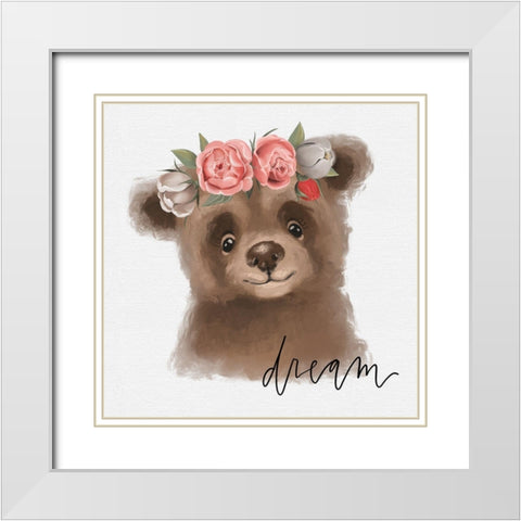 Dream Bear White Modern Wood Framed Art Print with Double Matting by Wieners, Valerie