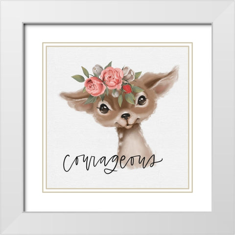 Courageous Deer White Modern Wood Framed Art Print with Double Matting by Wieners, Valerie