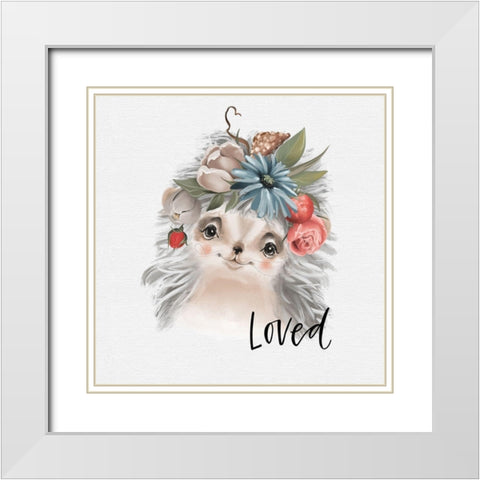 Loved Hedgehog White Modern Wood Framed Art Print with Double Matting by Wieners, Valerie