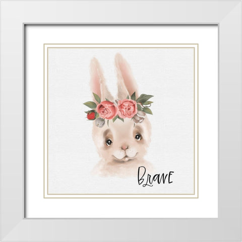 Brave Rabbit White Modern Wood Framed Art Print with Double Matting by Wieners, Valerie
