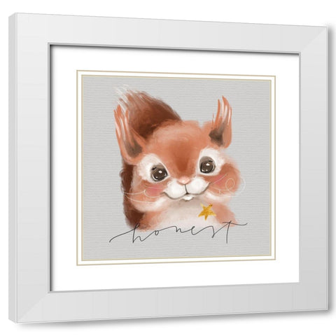 Honest Squirrel White Modern Wood Framed Art Print with Double Matting by Wieners, Valerie