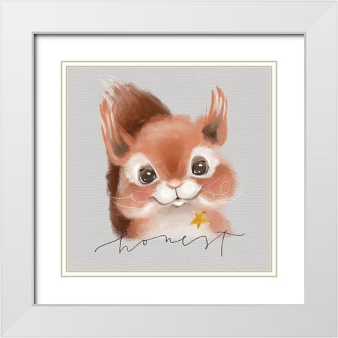 Honest Squirrel White Modern Wood Framed Art Print with Double Matting by Wieners, Valerie