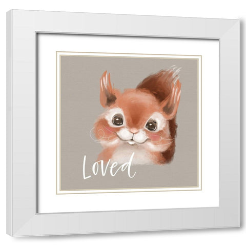 Loved Squirrel White Modern Wood Framed Art Print with Double Matting by Wieners, Valerie