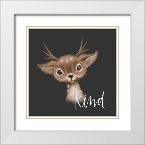 Kind Deer White Modern Wood Framed Art Print with Double Matting by Wieners, Valerie