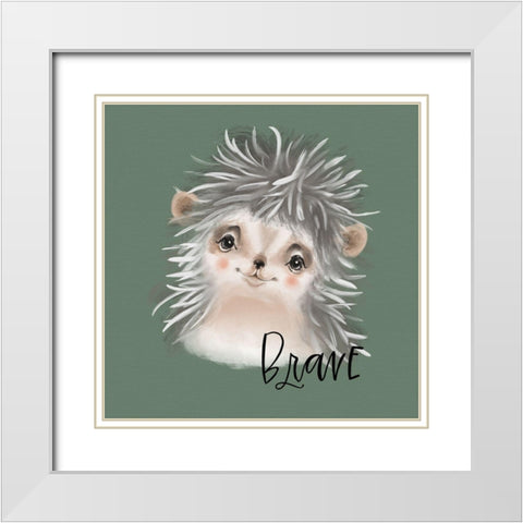 Brave Hedgehog White Modern Wood Framed Art Print with Double Matting by Wieners, Valerie