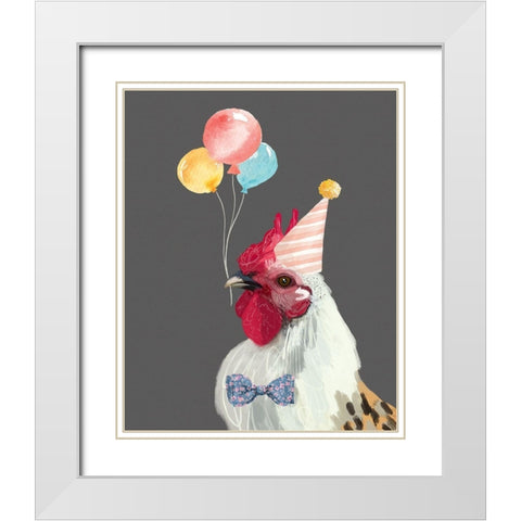Rooster Bday White Modern Wood Framed Art Print with Double Matting by Wieners, Valerie