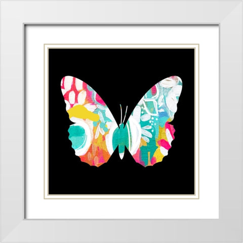 Butterfly White Modern Wood Framed Art Print with Double Matting by Wieners, Valerie