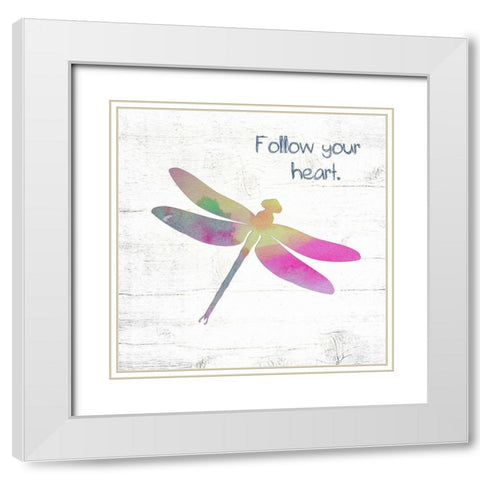 Follow Your Heart White Modern Wood Framed Art Print with Double Matting by Wieners, Valerie