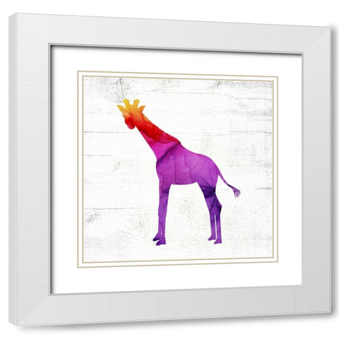 Giraffe White Modern Wood Framed Art Print with Double Matting by Wieners, Valerie