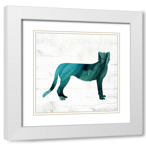 Cheetah White Modern Wood Framed Art Print with Double Matting by Wieners, Valerie